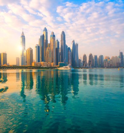 Dubai - View to the skyscrapers of the district Marina